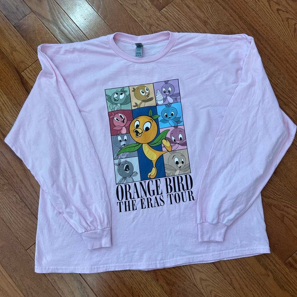 Pink long sleeve t shirt, Orange Bird Eras Tour, size 2XL